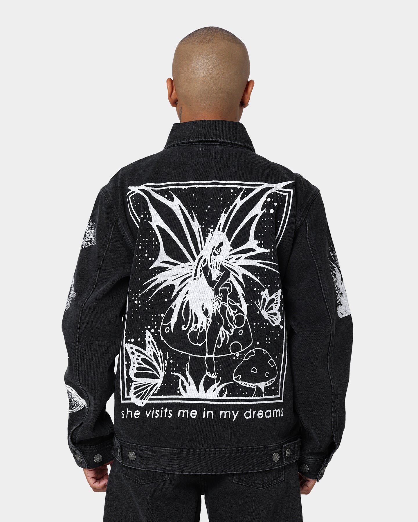 フルーツオブライフ　シノワズリージャケット　黒 Obey Obey Dreams Denim Jacket Dusty Black | Culture Kings US