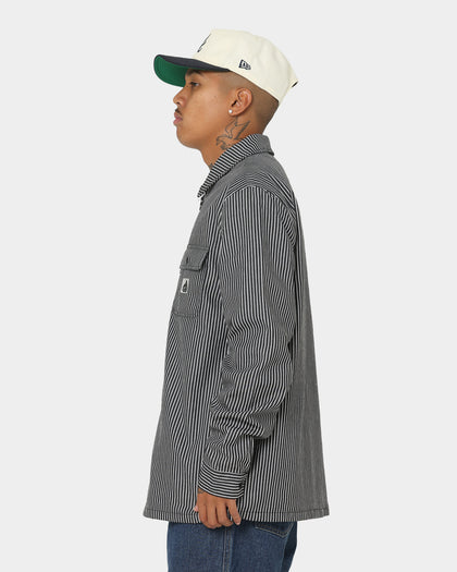 XLARGE Pinstripe Long Sleeve Zip Shirt Black