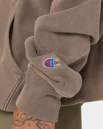 Champion Reverse Weave Garm Dye Hoodie Latte Brown