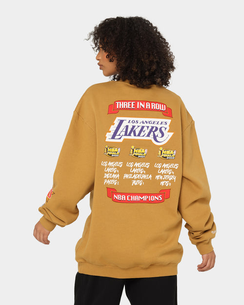Mitchell & Ness Los Angeles Lakers 3-Peat Crewneck Bone Brown