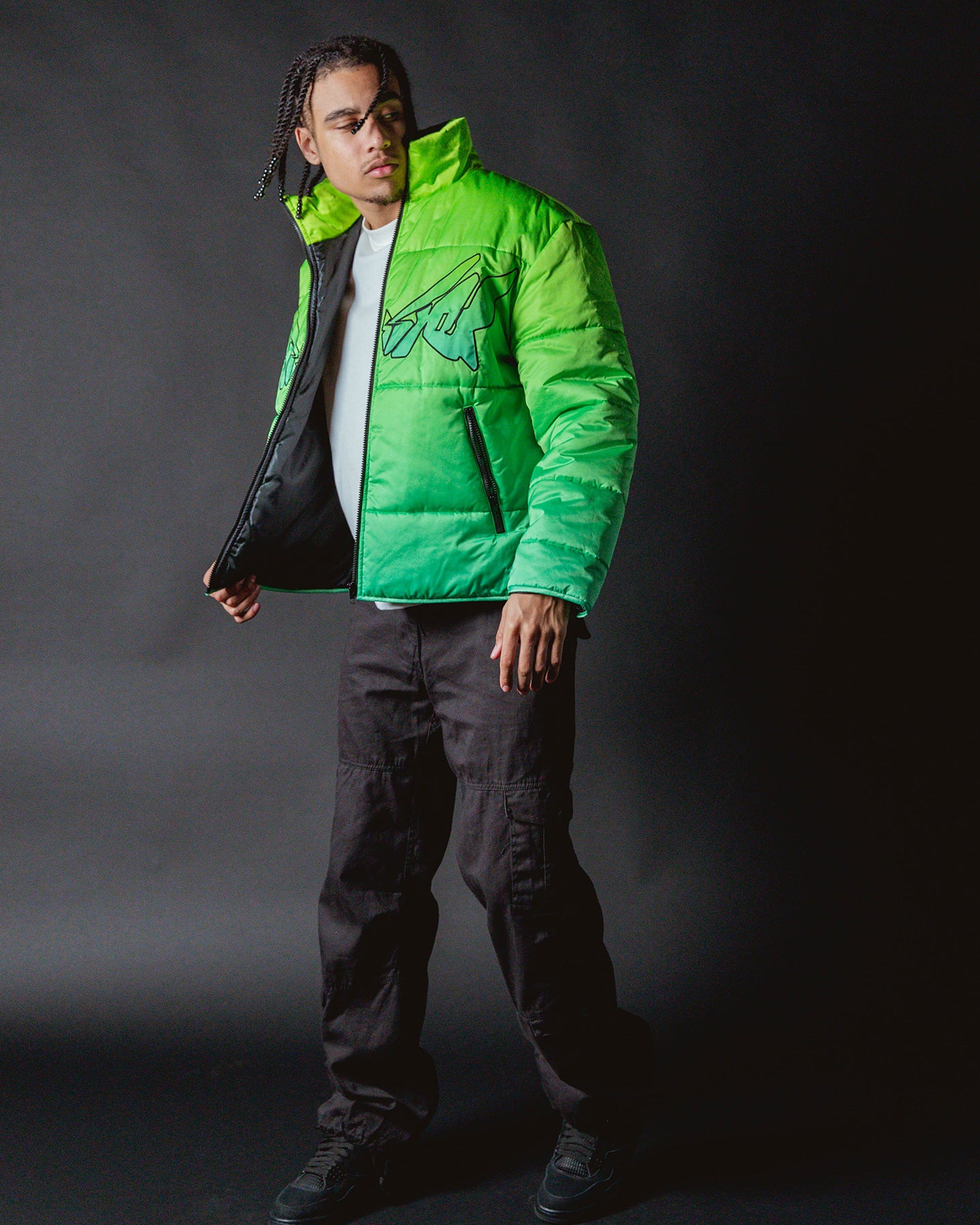 Loiter Cyber Gradient Puffer Jacket Neon Green | Culture Loiter Cyber Gradient Puffer Jacket Neon Green | Culture