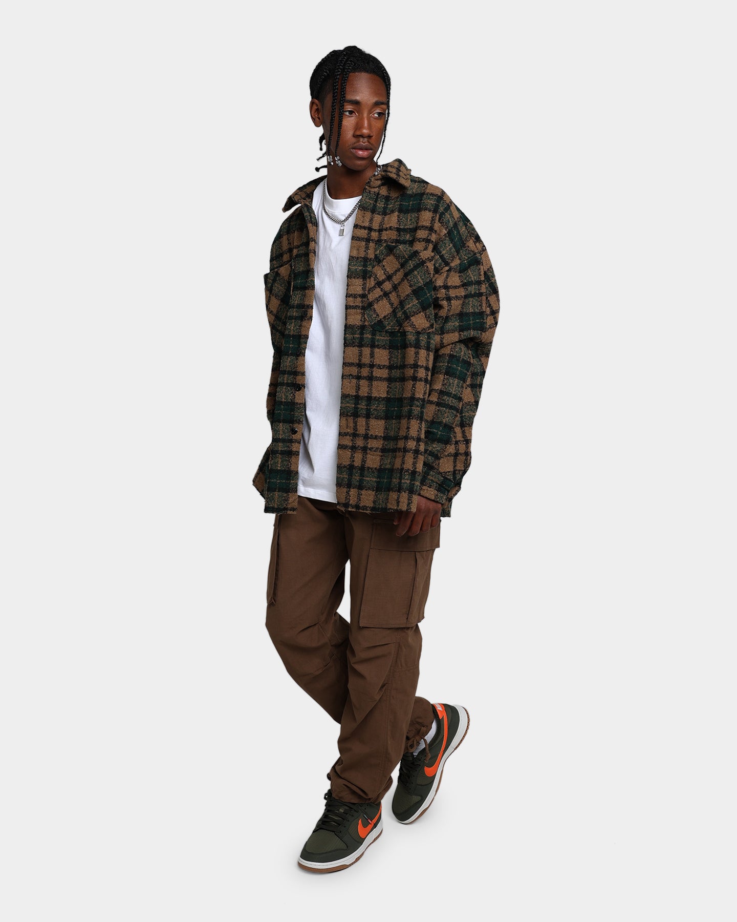 MNML Loose Woven Flannel Shirt Green/Black | Culture Kings US
