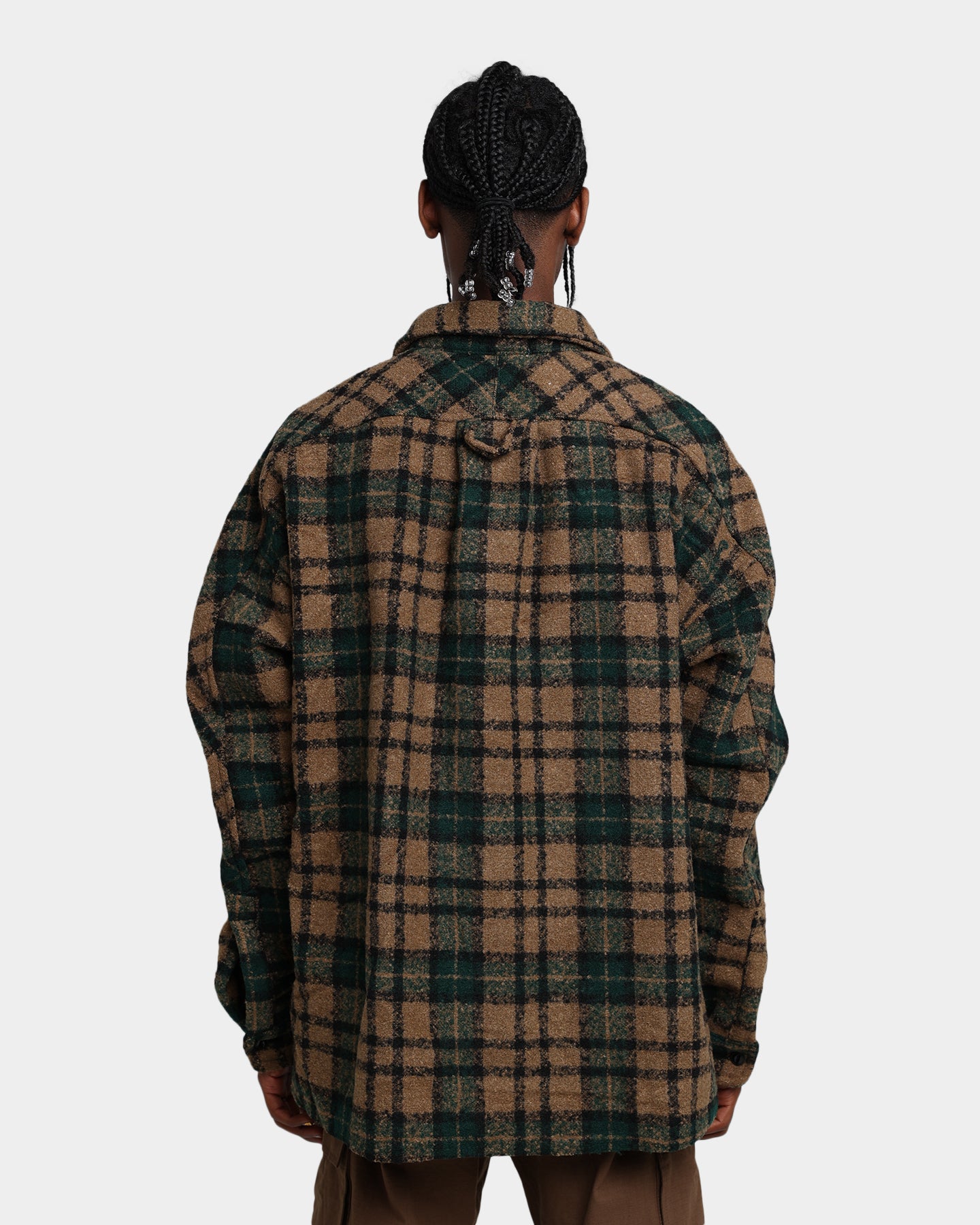 MNML Loose Woven Flannel Shirt Green/Black | Culture Kings US