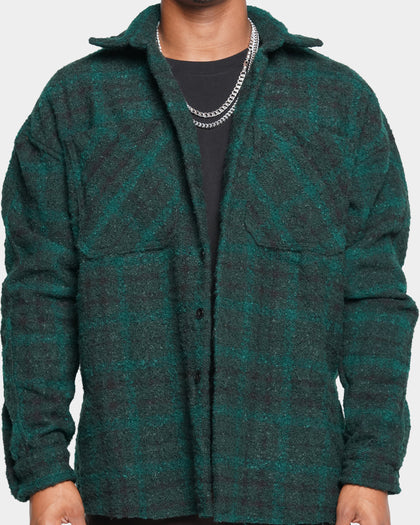 MNML Loose Woven Flannel Shirt Navy/Green