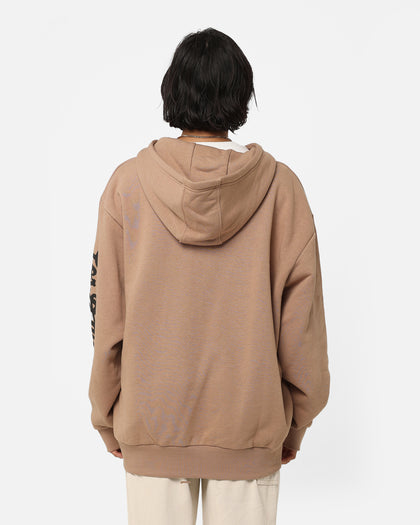 New Era Los Angeles Dodgers Quarter Zip Sleeve Script Hoodie Khaki/Black