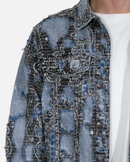 MNML Boro Paisley Trucker Jacket Blue/Black