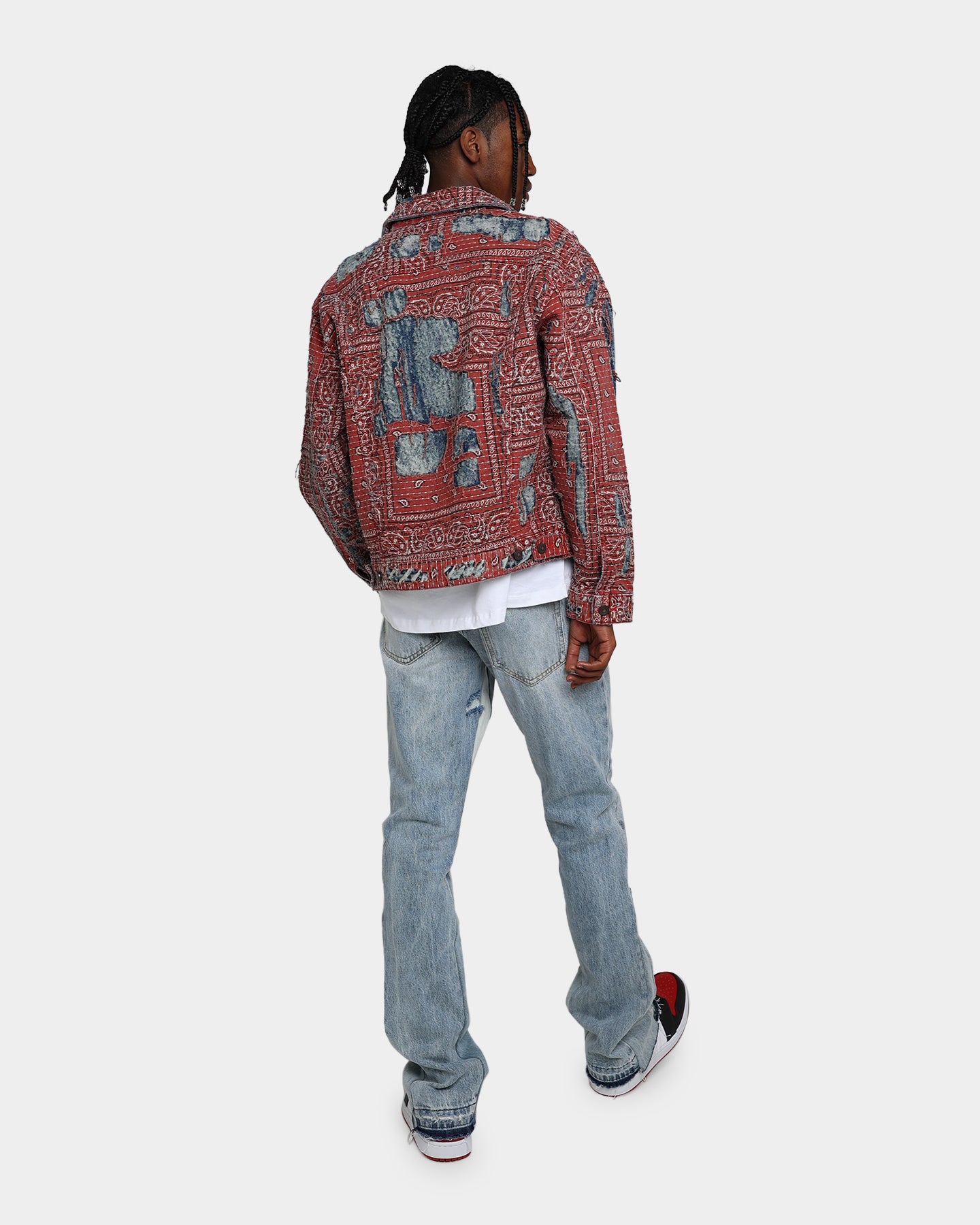 MNML Boro Paisley Trucker Jacket Blue/Red | Culture Kings US