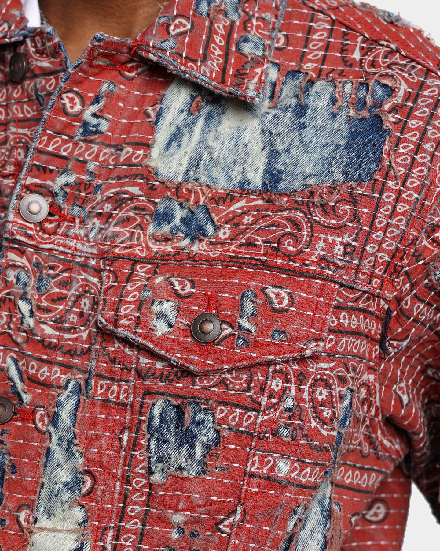 MNML Boro Paisley Trucker Jacket Blue/Red | Culture Kings US