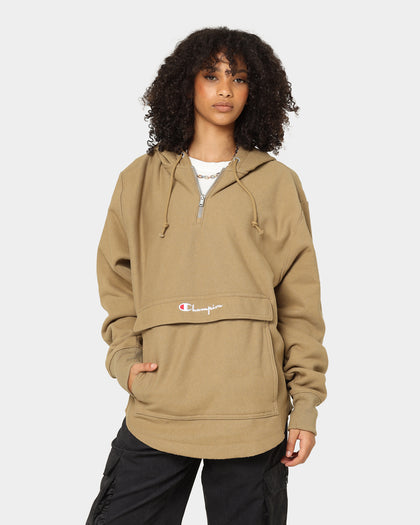 Champion Reverse Weave Boxy Anorak Hoodie Whole Wheat Khaki