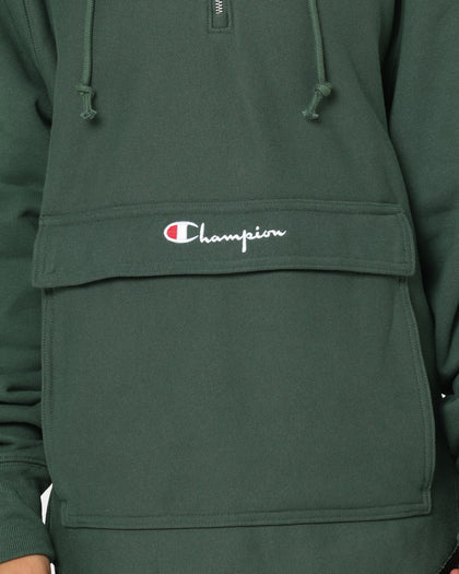 Champion Reverse Weave Boxy Anorak Hoodie Dark Green
