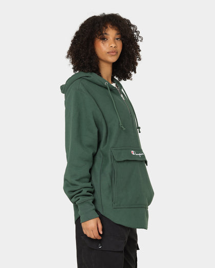 Champion Reverse Weave Boxy Anorak Hoodie Dark Green