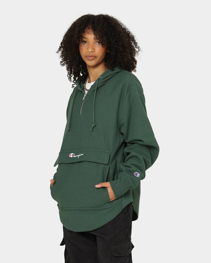 Champion Reverse Weave Boxy Anorak Hoodie Dark Green