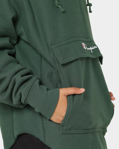 Champion Reverse Weave Boxy Anorak Hoodie Dark Green