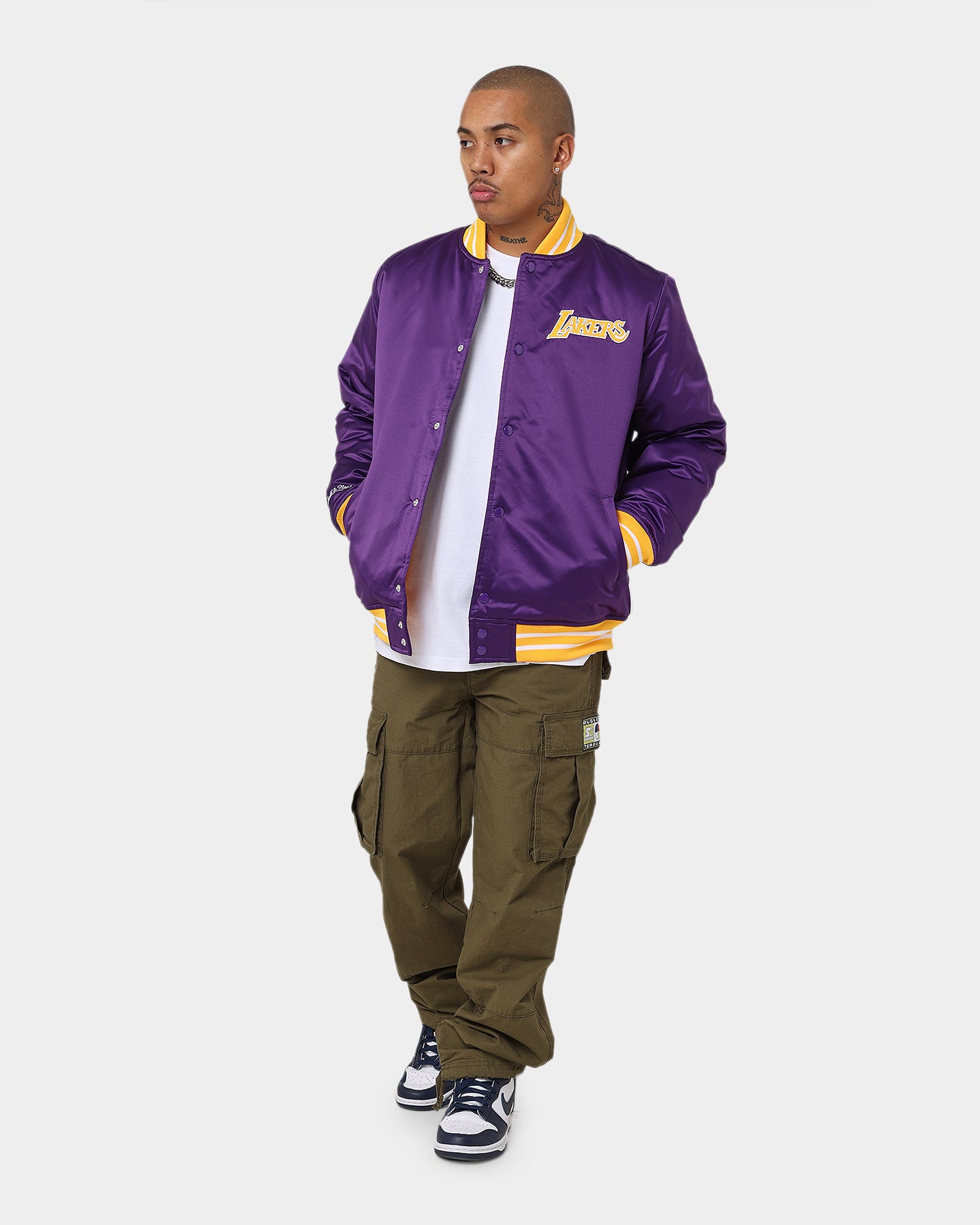 Mitchell&Ness オールスター レブロン キング Mitchell & Ness Los Angeles Lakers Heavyweight Satin Jacket Purple
