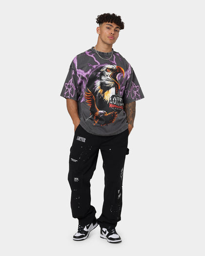 Loiter Lightning Eagle Vintage T-Shirt Charcoal