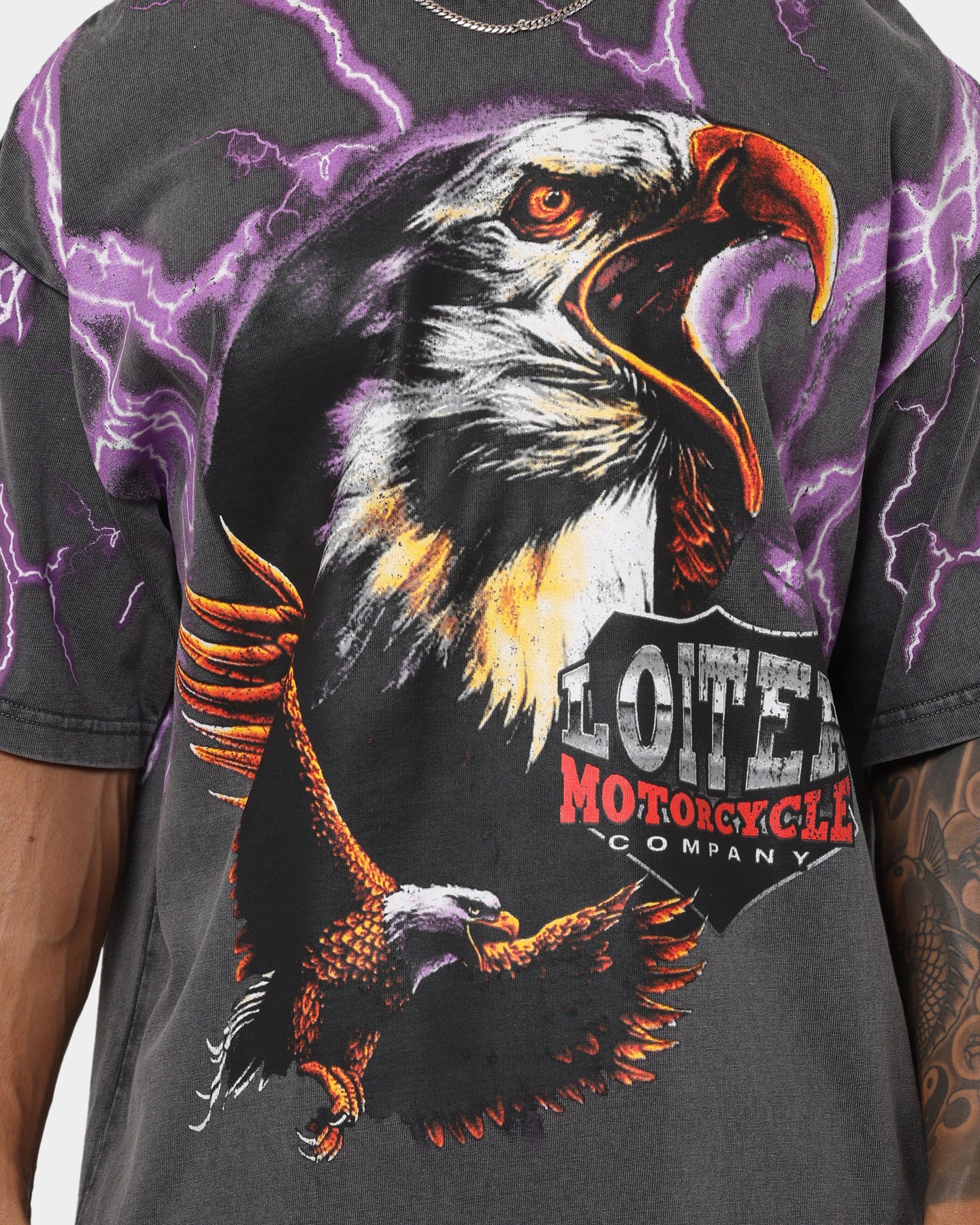 Loiter Lightning Eagle Vintage T-Shirt Charcoal | Culture Kings US