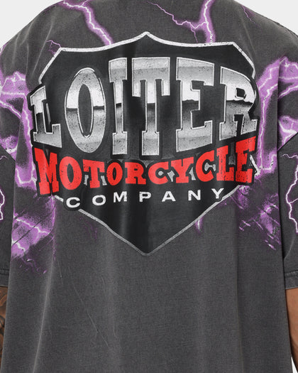 Loiter Lightning Eagle Vintage T-Shirt Charcoal