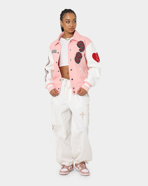Loiter Human Varsity Jacket Pink