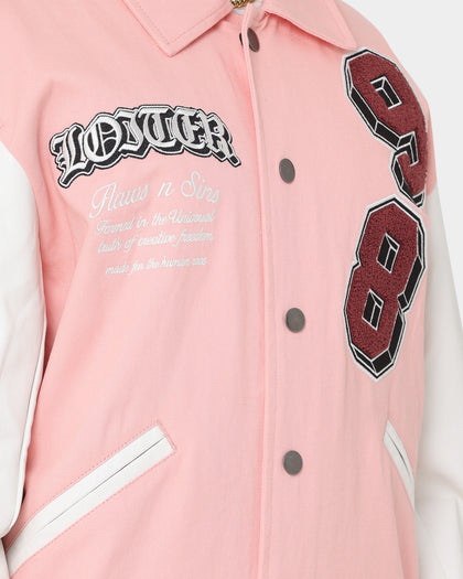 Loiter Human Varsity Jacket Pink