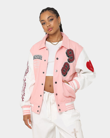 Loiter Human Varsity Jacket Pink