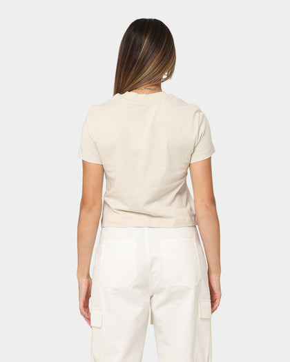 Calvin Klein Women's Spray Monologo Baby T-Shirt Eggshell