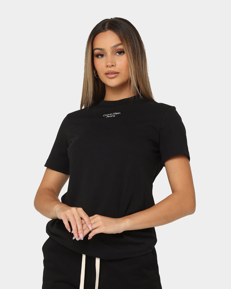 Stacked Klein Black Women\'s | Kings Logo Culture Modern Ck Straight T-Shirt US Calvin