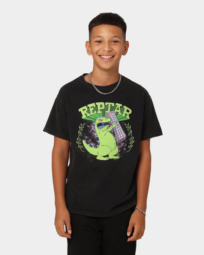 Shortie X Rugrats Kids' Reptar Vintage T-Shirt Black Wash