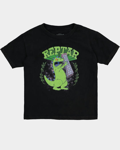 Shortie X Rugrats Kids' Reptar Vintage T-Shirt Black Wash