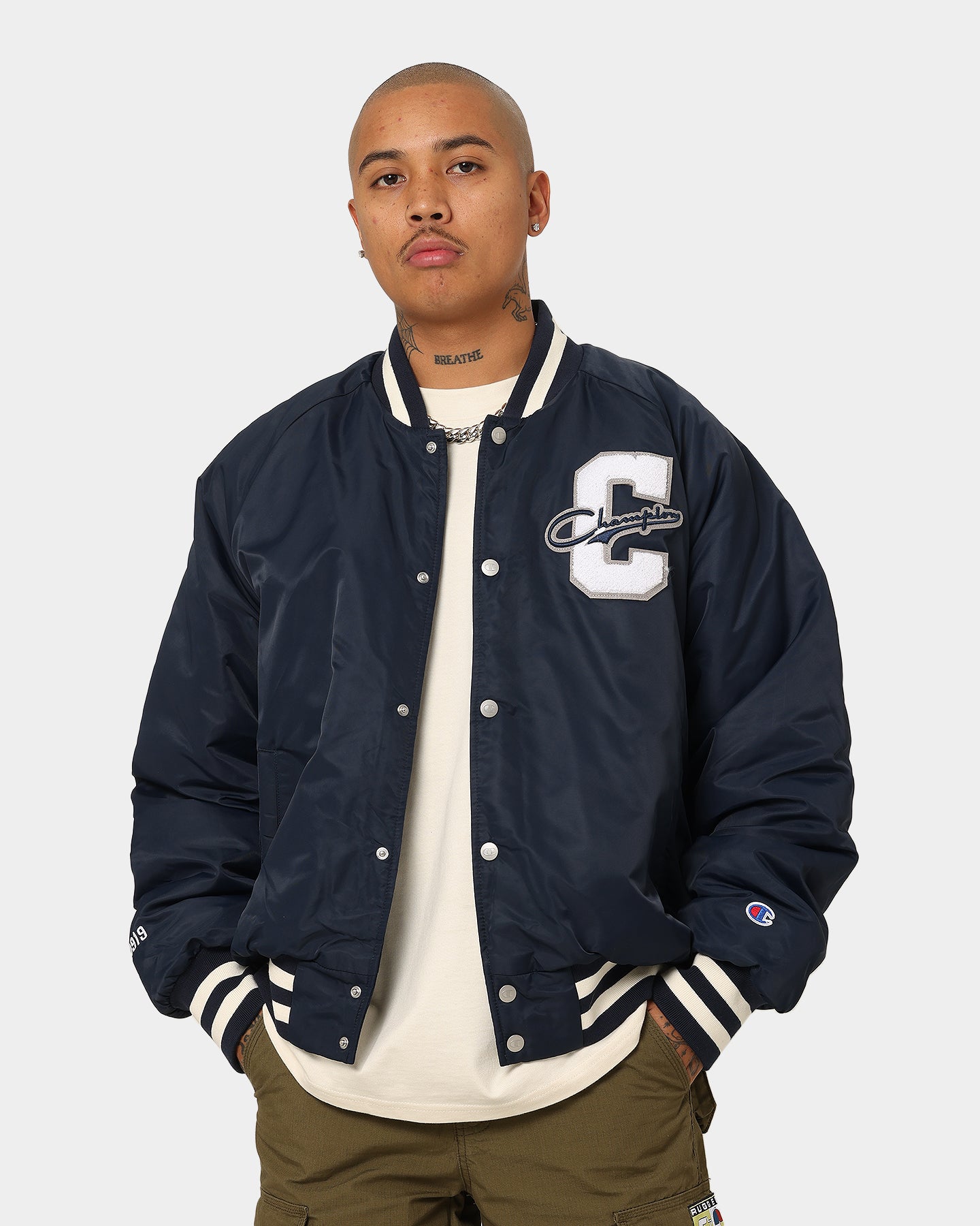Champion Collegiate Heritage Letterman Jacket Navy | Culture Kings US