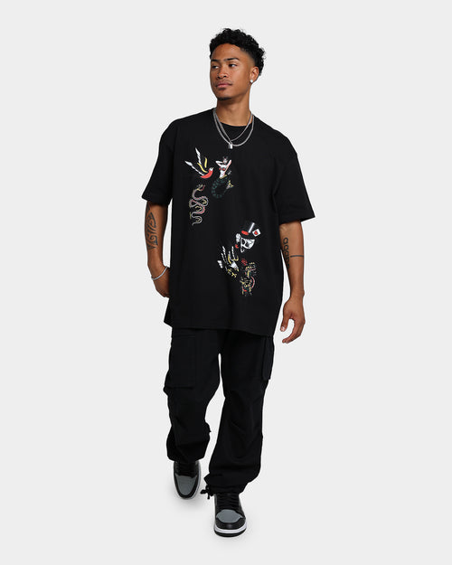 Rats Get Fat Tattoo Split Print T-Shirt Black