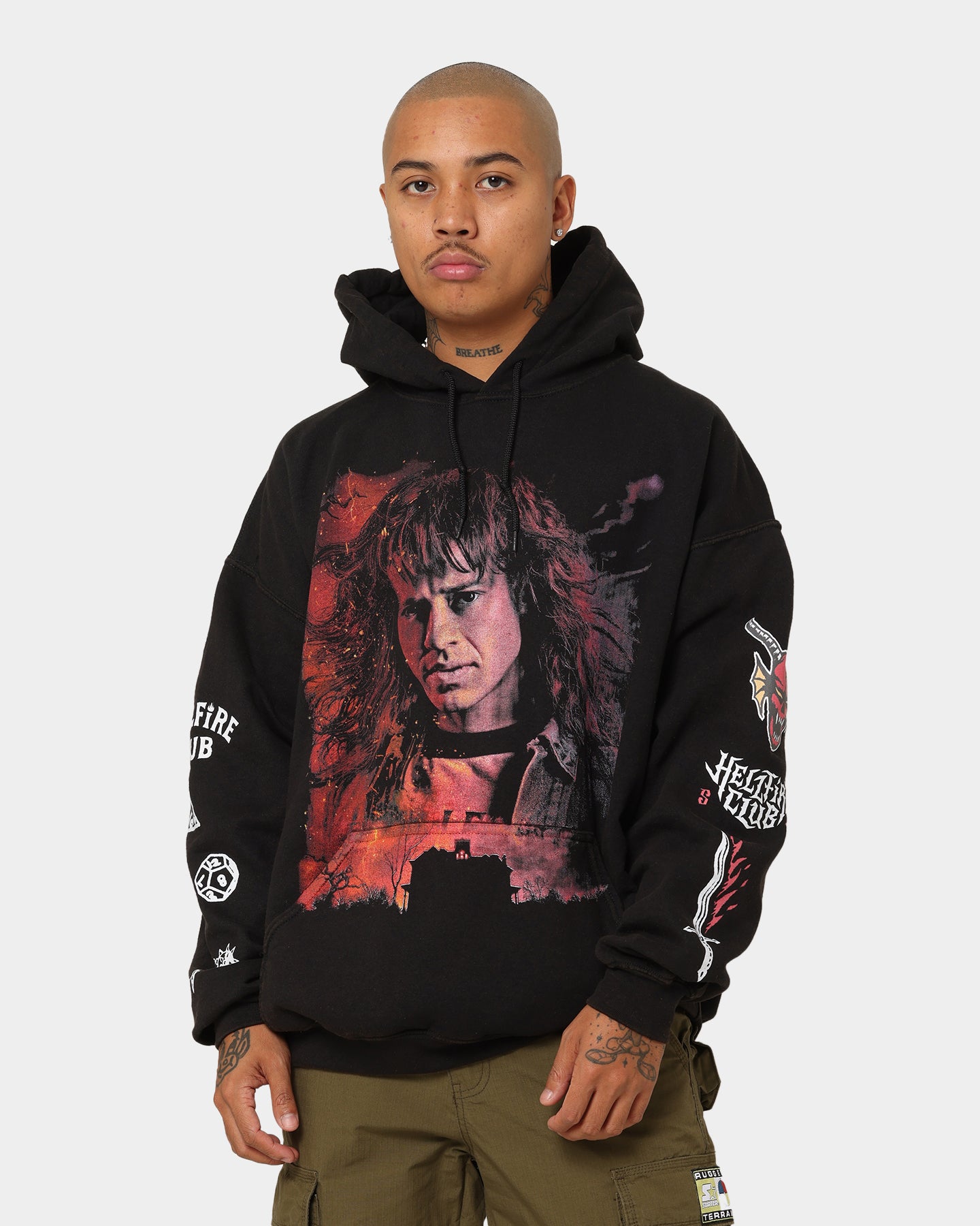 Goat Crew X Stranger Things Eddie Vintage Hoodie Black Wash