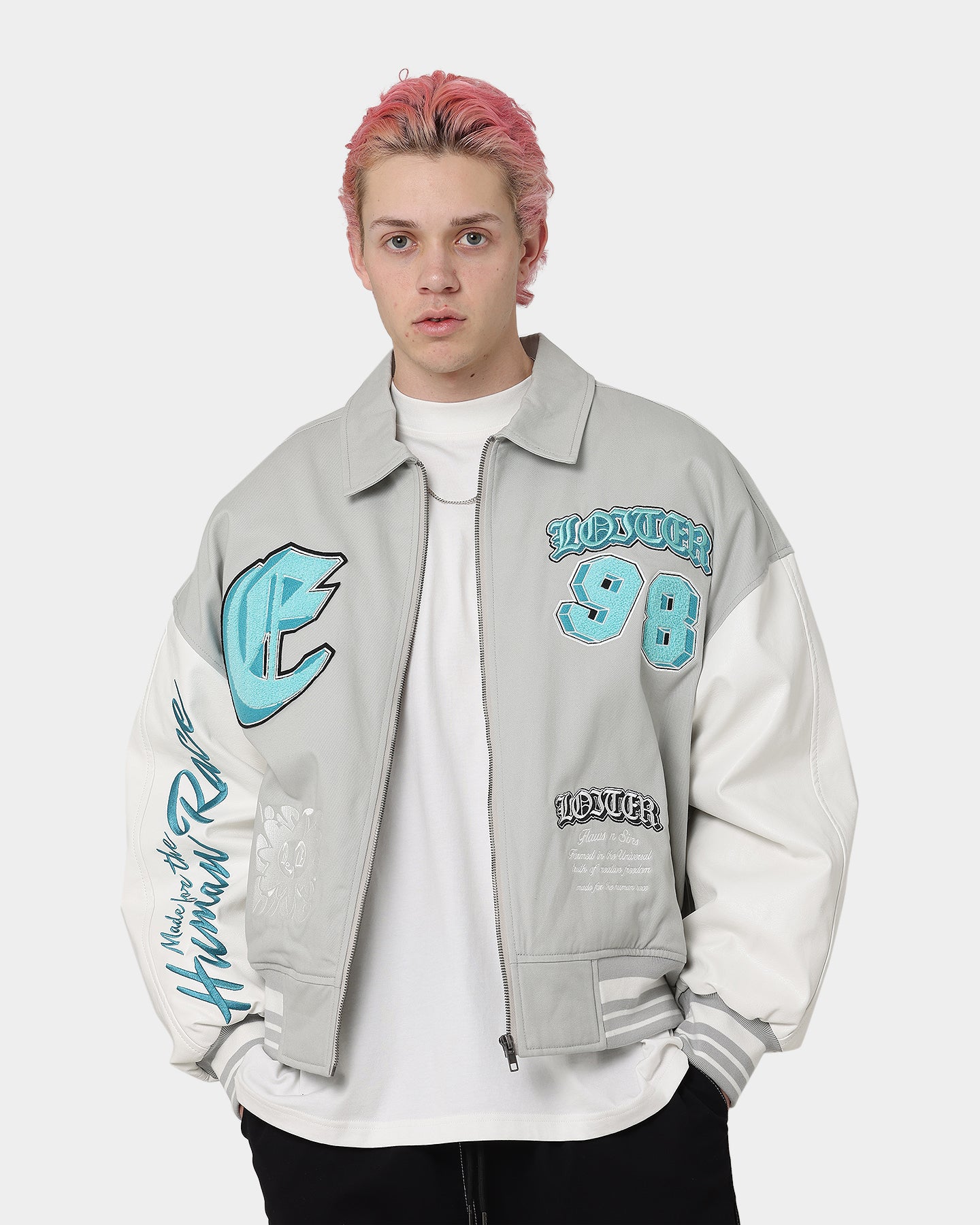 Loiter Ethereal Varsity Jacket Light Grey | Culture Kings US