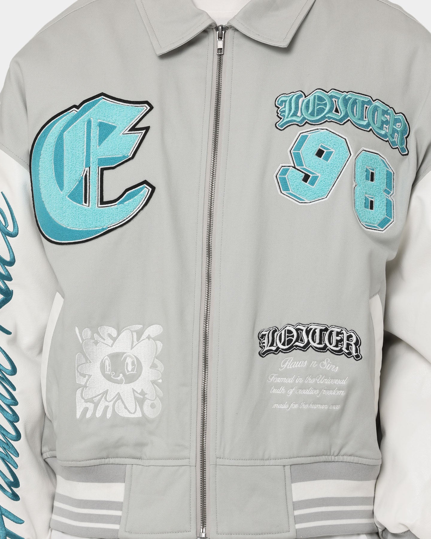 Loiter Ethereal Varsity Jacket Light Grey | Culture Kings US