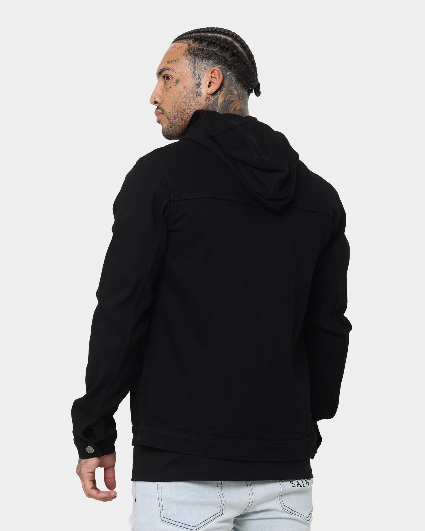 Saint Morta London Hooded Denim Jacket V2 Black/Black | Culture