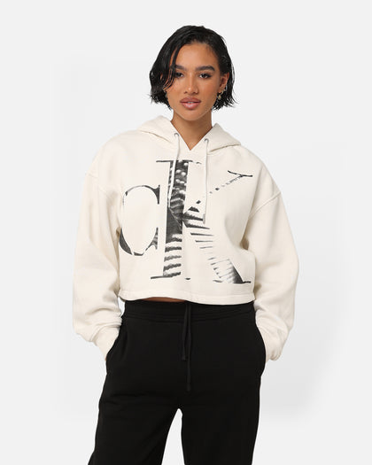 Calvin Klein Women's Blown Up CK Hoodie Ivory