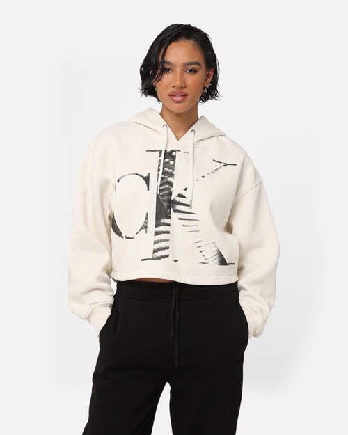 Calvin Klein Women's Blown Up CK Hoodie Ivory