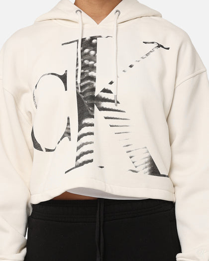 Calvin Klein Women's Blown Up CK Hoodie Ivory