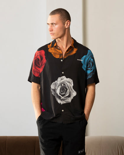 Carré Rose Bunch Button Up Shirt Black