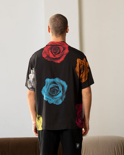 Carré Rose Bunch Button Up Shirt Black