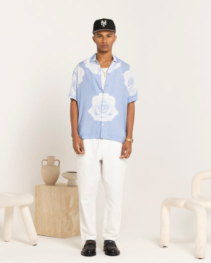 Carre Rose Bunch Button Up Shirt Light Blue