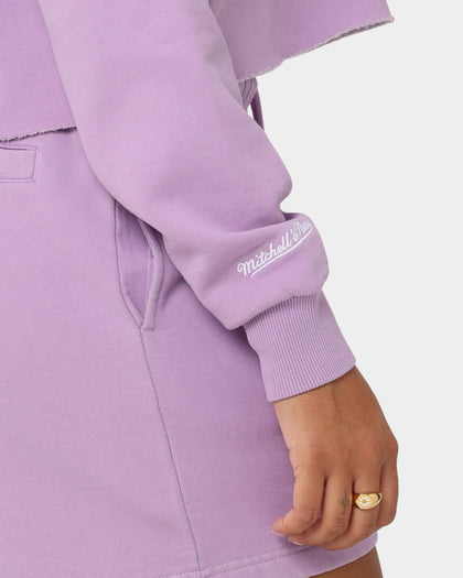 Mitchell & Ness Women's Los Angeles Lakers Arch Logo Crop Hoodie Faded Purple