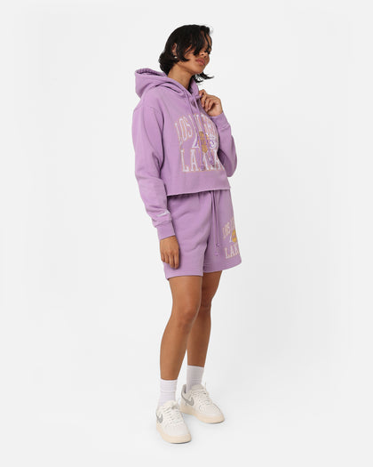 Mitchell & Ness Women's Los Angeles Lakers Arch Logo Crop Hoodie Faded Purple