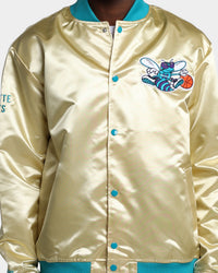 Mitchell & Ness Charlotte Hornets Fashion Lightweight Satin Jacket Light Gold