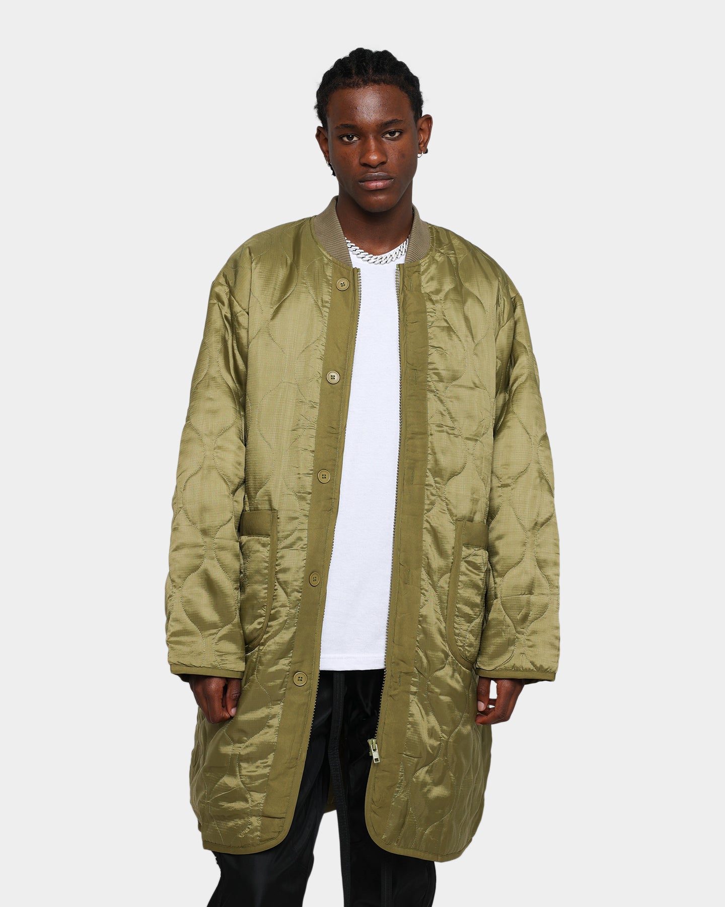 MNML Zip Up Bomber Trench Jacket Olive | Culture Kings US