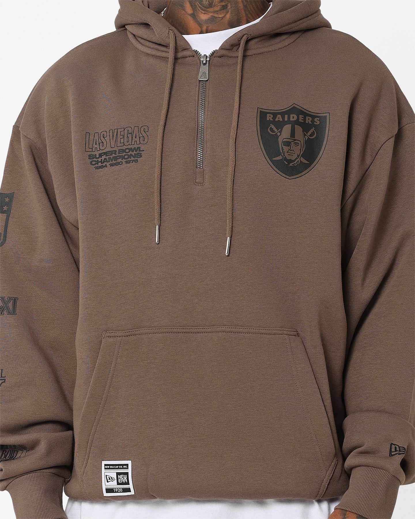 New Era Las Vegas Raiders 1/4 Zip Hoodie Brown | Culture Kings US