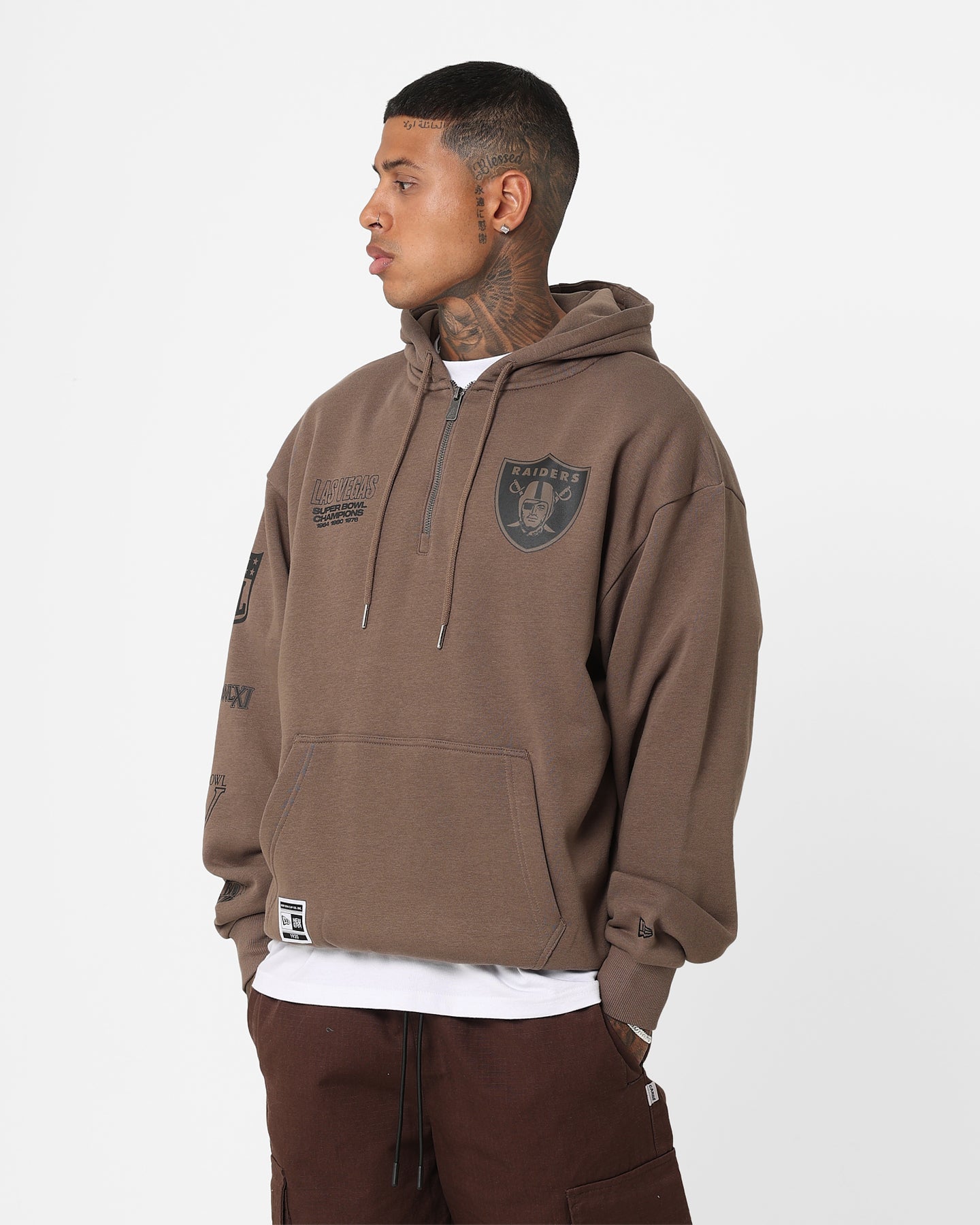New Era Las Vegas Raiders 1/4 Zip Hoodie Brown | Culture