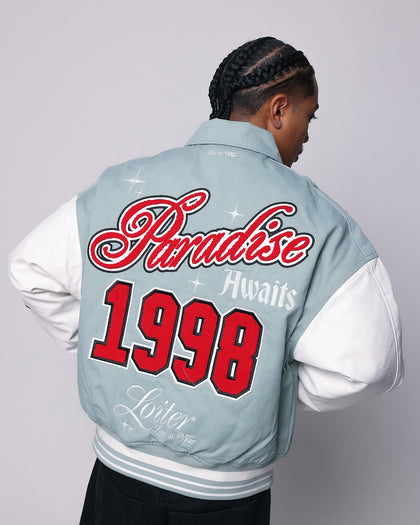 Loiter Paradise Varsity Jacket Light Blue