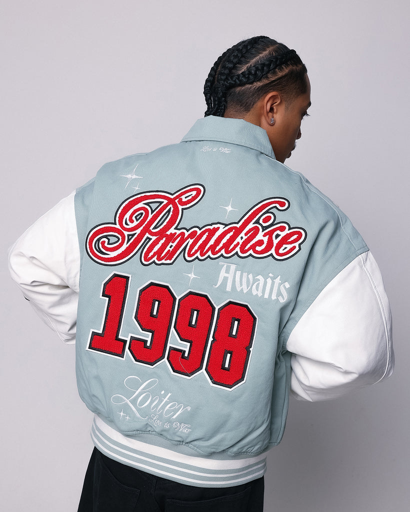 Loiter Paradise Varsity Jacket Light Blue | Culture Kings US