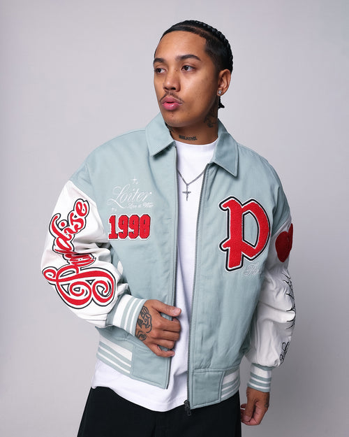 Loiter Paradise Varsity Jacket Light Blue