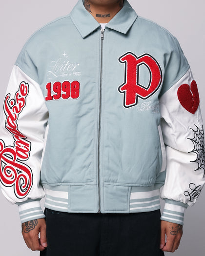 Loiter Paradise Varsity Jacket Light Blue